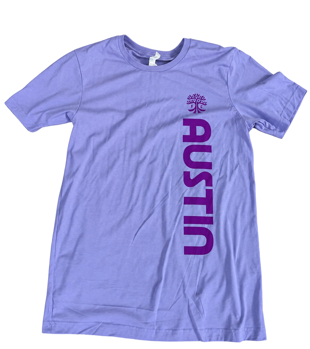 AUSTIN FC LAVENDER VERTICAL WORDMARK TEE