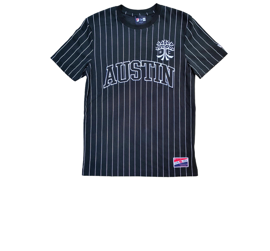 AUSTIN FC BLACK AND WHITE PINSTRIPE TEE