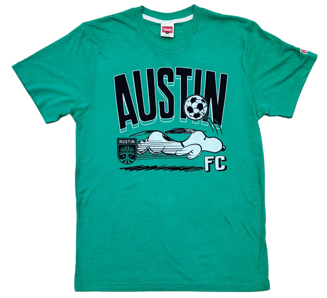 AUSTIN FC GREEN SNOOPY HEADER TEE